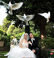 Ceremonial White Doves Released at Wedding